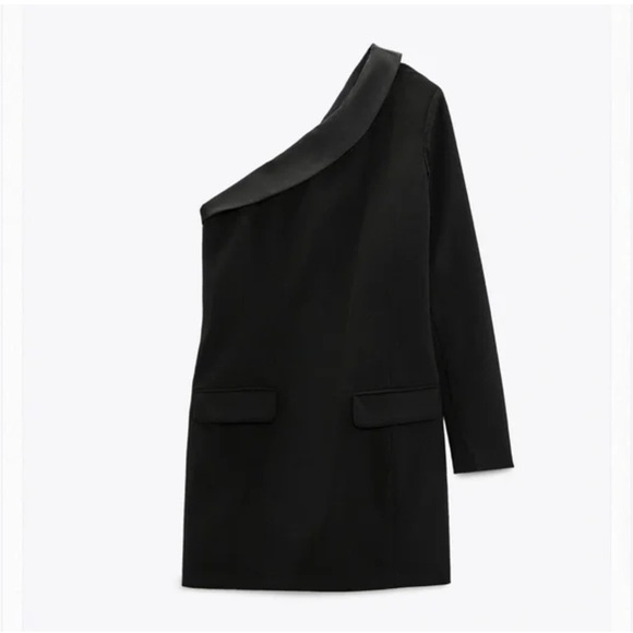 Zara black one shoulder blazer mini dress - Picture 1 of 5